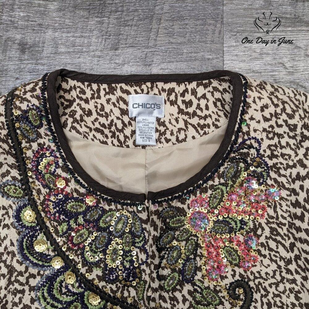 Chico's Sequin Hook And Loop Closure Jacket Size … - image 2